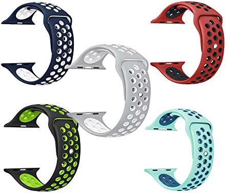 Male Cousin 38mm watch band,5 Pack soft silicone sport replacement band,For Apple Series1,Series2,Series3 Smart Watch (38mm-Small 5Pack-1)