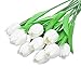 DECORA 10 Pieces PU Holland Mini Tulip Artificial Flower for Valentine's Day, Wedding,Room,Home,Hotel,Party Decoration and Holiday (White)