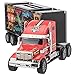 Prextex 24'' Detachable Carrier Truck Toy Car Transporter with Rubber Wheels and 6 Toy Cars Toys for Boys and Girls