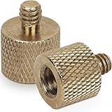 Standard 3/8"-16 Female to 1/4"-20 Male Tripod Thread Reducer Screw Adapter (Brass) Precision Made (2 Pack)