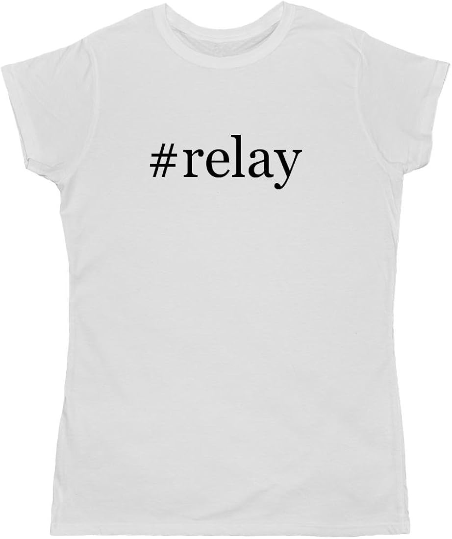 relay Hashtag Adult Women's TShirt, White, XXLarge Clothing