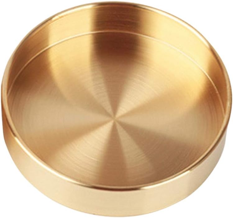 Nordic Gold Round Tray Metal Decorative Storage Organizer Tray Copper Key Jewelry Cosmetics Food Presentation Kitchen Storage Tray