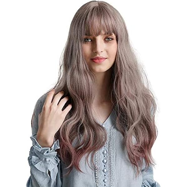 長い水波勾配のかつら 合成繊維ウィッグ 女性のふわふわ空気前髪ウィッグ 自然な