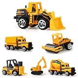 Odowalker Assorted Construction Vehicles Trucks Sand Box Toys Cute Mini Cars Excavator Cement Truck Dumper Tank Truck Bulldozer Forklift for Kids 3 years and above