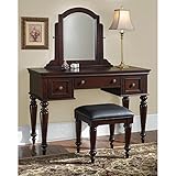 Home Styles 5537-72 Lafayette Vanity Table and Bench, multi-step Cherry finish