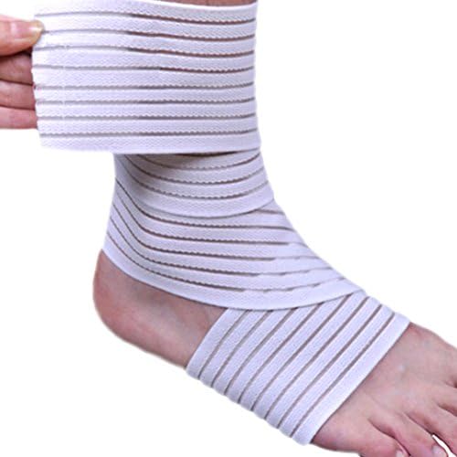 Happywendy Elastic Breathable Ankle Support Wraps - Adjustable Ankle Compression Brace Sports Bandage Strap for Wrist Foot Elbow Hand 1 Pair (White)