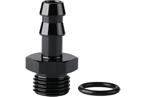 Podavelle 6AN -6 ORB Male to 5/16 Hose Barb Straight Fitting Adapter Aluminum Black
