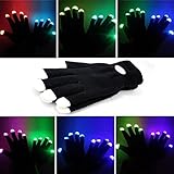 Much Flashing Finger Lighting Gloves LED Colorful Rave Gloves Light Show for Birthday, Party