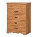 South Shore Prairie 5-Drawer Dresser, Country Pine with Metal Handles & Knobs