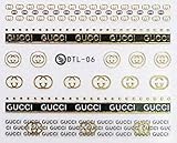 JoyKott 3D Luxury Design Brand Nail Art Sticker GG LV (GG Gold)