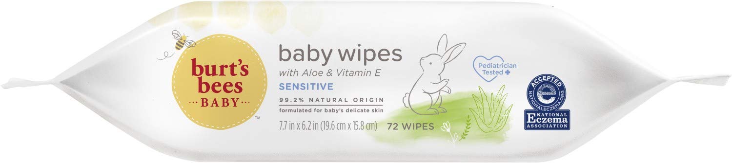 Burt’s Bees Baby Wipes, Unscented Natural for Sensitive Skin with Aloe and Vitamin E - 72 Baby Wipes – 10 Pack
