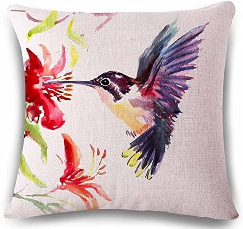 Oil Painting Bird Hummingbird Throw Pillow Case Cushion Cover Decorative Cotton Blend Linen Pillowcase for Sofa 18 X 18 (17)
