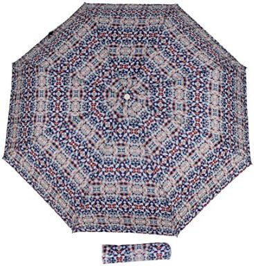 The Weather Station Folding Automatic Umbrella with 42" Coverage, Multicolor Geometric Pattern