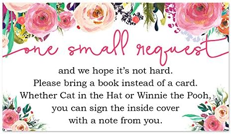 Floral Baby Shower Bring a Book Insert - 50 Count