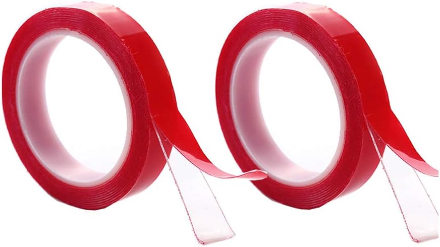 2Pack Super Sticky Double Sided Clear Tape Double Strong Self Adhesive Craft Tape for All Sorts of Craft,School,Office,and Household uses,Car/Cell Phone Repair(3Meter Length x 1mm Thk (10mm)