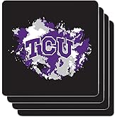 The Memory Company Officially Licensed 4-Pack Team Logo Ceramic Blast Coaster Set, Texas Christian University