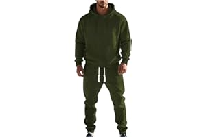 Mens Knit Sweatsuit ribbed Solid Tracksuit Hoodies and Waist Elastic Joggers 2 Piece Sport Outfits Textured Comfy Casual Set