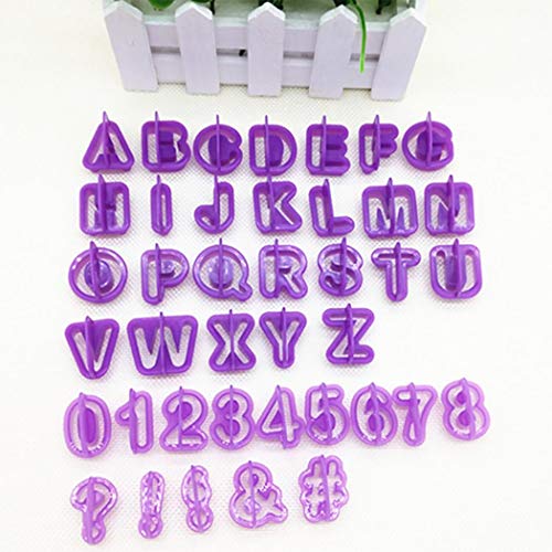 Bravet 40Pcs DIY Creative Cake Fondant Numeral Letter Symbol Cookie Mold Kitchen Bake Tool