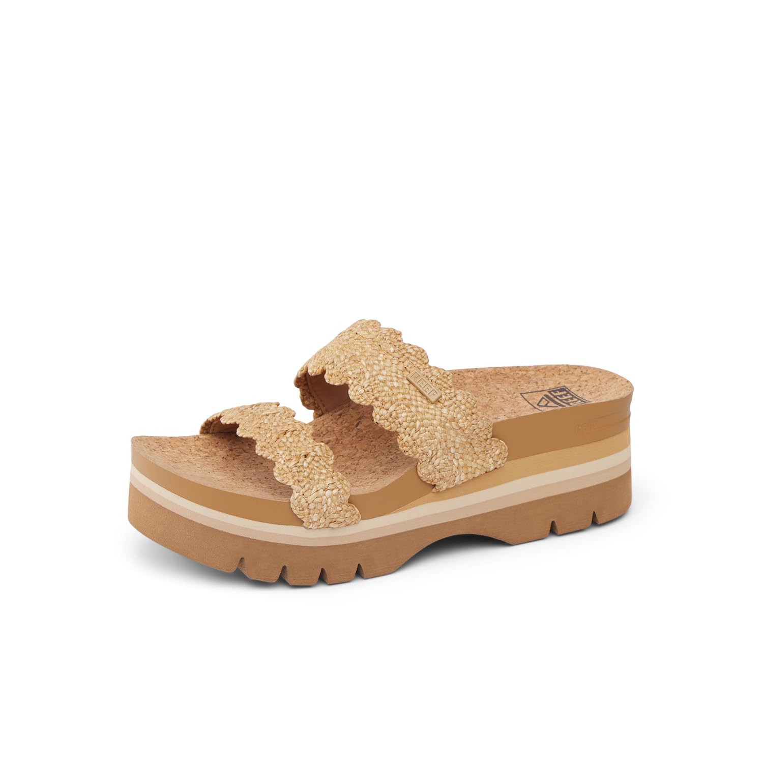 REEF Cushion Vista Higher Womens Platform Fashion Sandal, Arch Support, Ultra Soft Cushion Footbed, Scalloped Tan, 10 Image