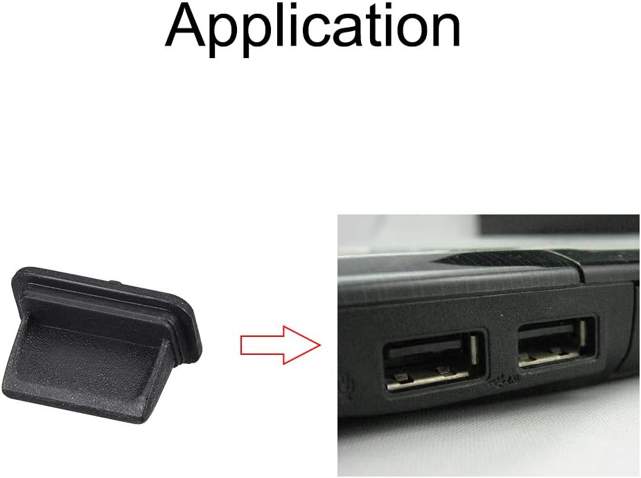 sourcing map 20pcs USB A3 Silicone Cap Port Cover Anti Dust Protector 12.3mmx3.5mm Black - Image 4