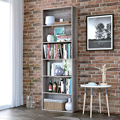 Homfa Bookshelf 70 in Height, Bookcase 6 Shelf Free Standing Display