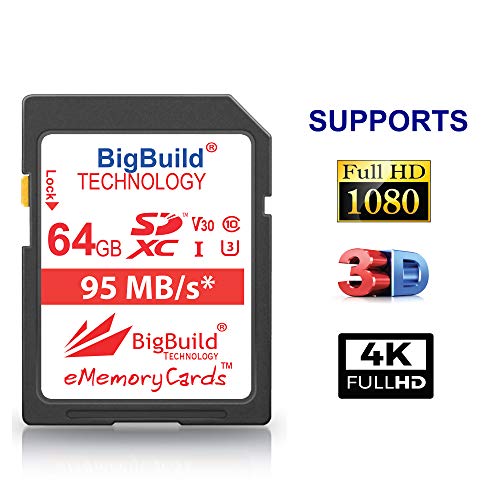 BigBuild Technology 64GB UHS-I U3 95MB/s Speicherkarte für Panasonic Lumix DMC TZ80, TZ81, TZ81EG-K, TZ81EG-K, TZ81EG-S, TZ90, TZ90EB-K, TZ91, ZS50K, ZS50S, ZS70 Kamera – Bild 4