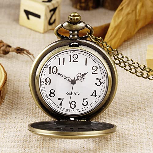 Nostalgia Movie Theme Design Alloy Quartz Pocket Watch with Necklace Chain