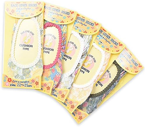 プラスナオ フットカバー パンプスイン 5足組 クッション付き レース フラワー 靴下 マーケティング レディース 22 25cm 花柄 カバーソックス
