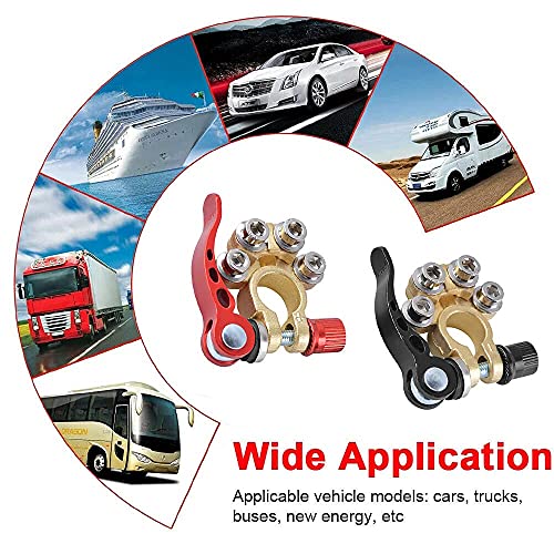 Boat Accessories Battery Terminal Clamp Connectors, 2PCS 4 Way Positive Negative Car Battery Post Extender
