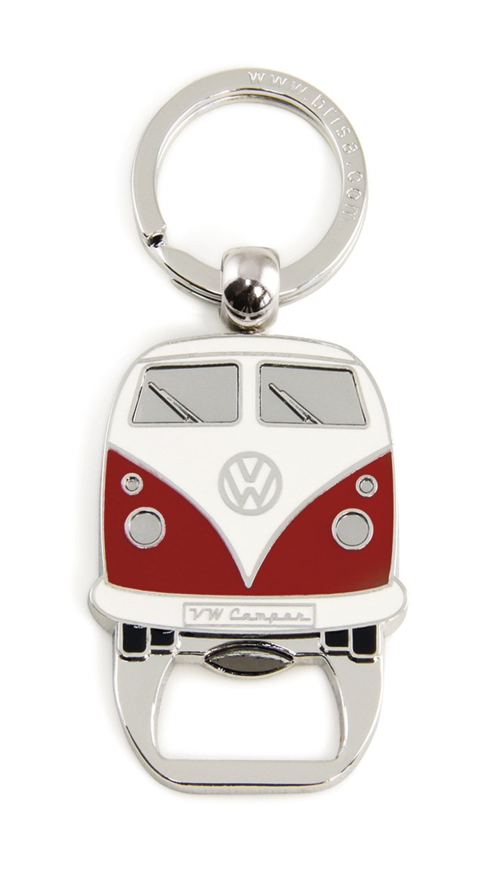 BRISA VW Collection - Volkswagen Keychain Ring Keychain Accessory Keyholder with Bottle Opener in T1 Bus Campervan Design (Red)