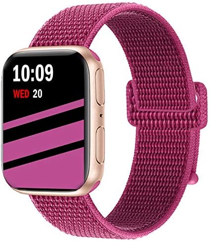 Wengerui Replacement for Watch Strap 42mm/44mm, Nylon Sport Loop Band Wristband Compatible with Series 4, Series 3, Series 2, Series 1 (42mm/44mm, Fresh Dragon Fruit)