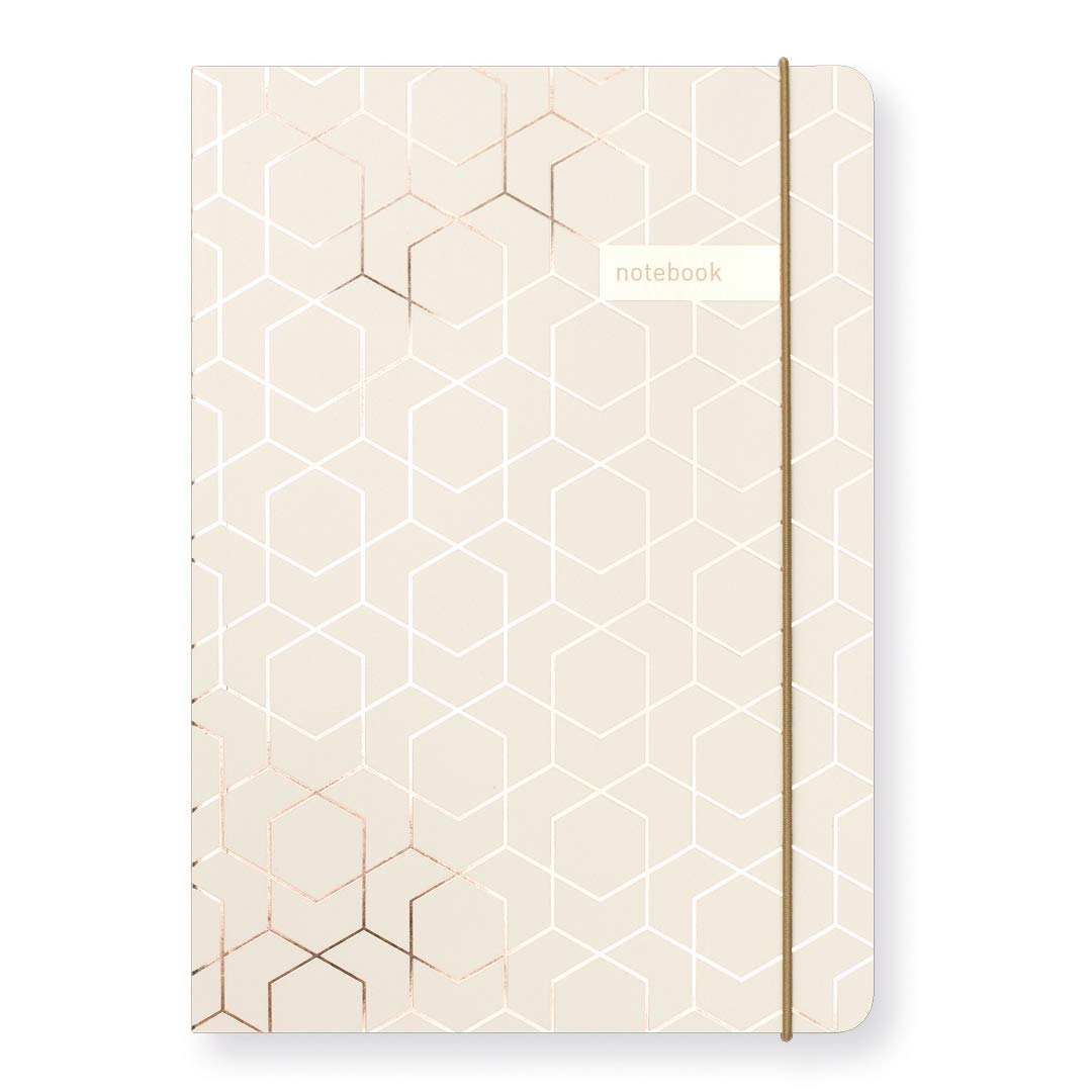 Matilda Myres A5 Lined Notebook with 192 Pages - Premium Hard Back Notebooks Lined for Journaling and Notes - Professional A5 Journal with Elastic Closure - Ideal Ruled Notebook - Ivory & Rose Gold