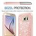 Galaxy S6 Glitter Case with Tempered Glass Screen Protector [2 Pack],LeYi Bling Girls Women Design [PC Silicone Leather] Dual Layer Heavy Duty Protective Phone Case for Samsung Galaxy S6 TP Rose Gold