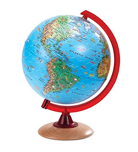 Illuminated Pictorial Globe with Wood Base
