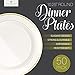 ELITE SELECTION Disposable Plastic Dinner Plates - 50 Pack Premium Quality 10.25” Cream Plate with Elegant Gold Swirl Rim Design for Wedding, Birthday, Dinner Party