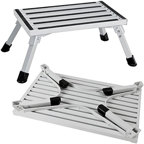 Denzihx Anti-skidding Folding Rv Step stool,Thickened Aluminum alloy Lightweight Portable Old people Adult One step ladder-A