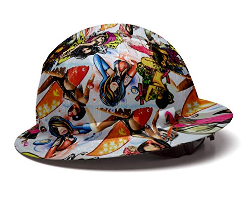image for Full Brim Pyramex Hard Hat, Naughty Boy Lucky Lady Tattoo Design Safet