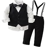 Tiepant Boys 3-Piece Vest Suits Long Sleeve Gentleman Outfits Set for Toddler