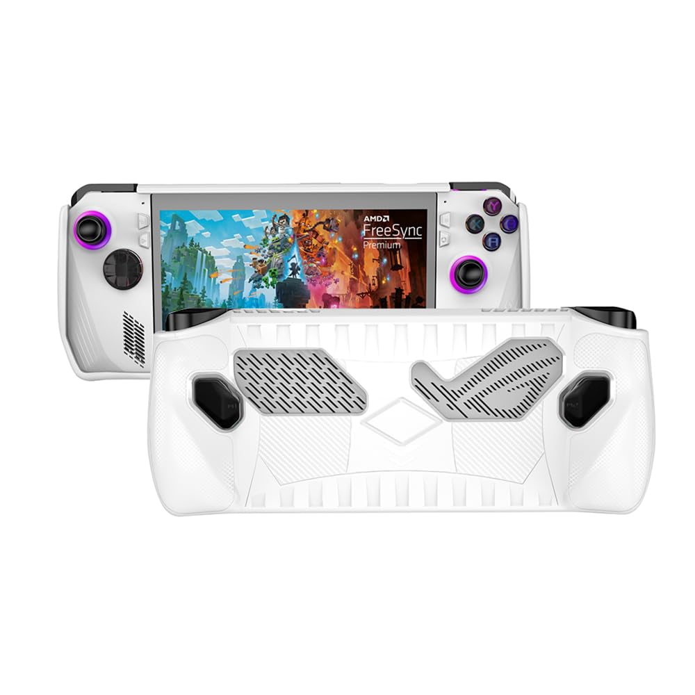 QINOUK Case for Asus ROG Ally, Ultra-thin Soft TPU Protective Case for Asus ROG Ally, Anti-Scratch and Non-Slip-White