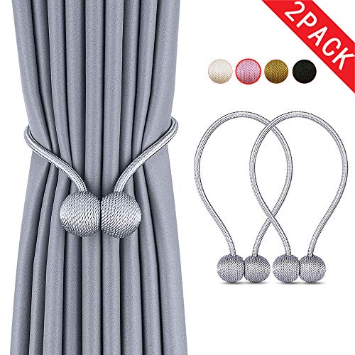 2 Pack Magnetic Curtain Tie Backs Crystal Flower Tie Backs Clip