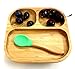 Kids / Toddler Bamboo Silicone Suction Dish / Plate Set with Spoon (light green)