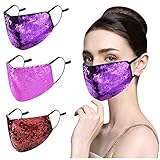 YUESUO 3PCS Bling Sequin Face Cloth Cover Reusable