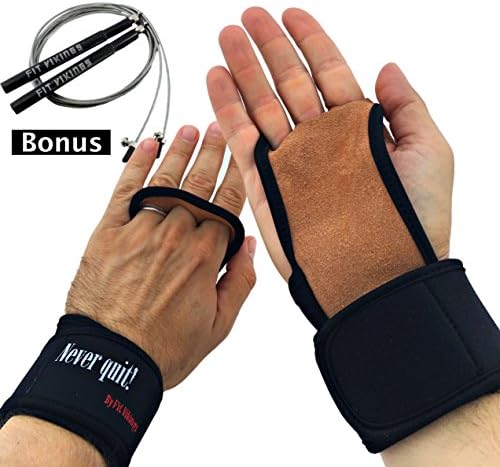 Jump Rope + Gym Gloves – 2 in 1 Bundle – Speed Rope &amp; Hand Grips with Wrist Wraps – Great Workout Equipment for Men and Women – Premium Quality by FIT VIKINGS