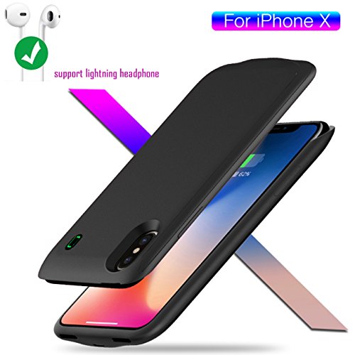 iPhone X Battery Case, 4200mAh [Support Audio Output Headphone] Portable Rechargeable Charger Case for iPhone X /10 Extended Case Battery/Lightning Cable Input Mode with Sync Through Technology. …