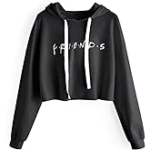 Idepet Women's Casual Letters Print Crop Top Loose Pullover Friends Shirt Teen Girl TV Show Hoodie Sweatshirt