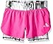 adidas Big Girls' 2 in 1 Short, Shock Pink/Black White Motion Print, Medium/10-12