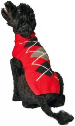 Chilly Dog Red Classic Argyle Dog Sweater, X-Large