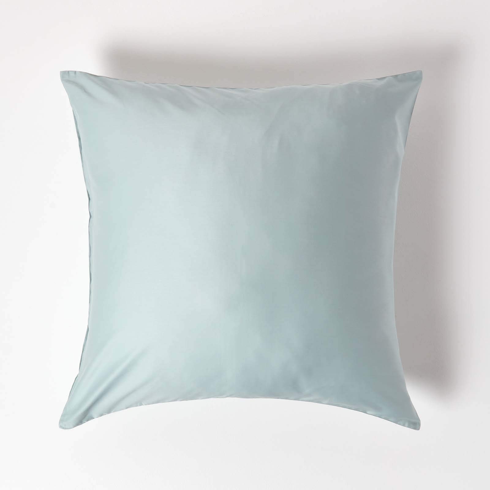HOMESCAPES Blue Organic Cotton Euro Size Pillowcase 80 x 80 cm 400TC 600 Thread Count Equivalent Pillow Case with Zip