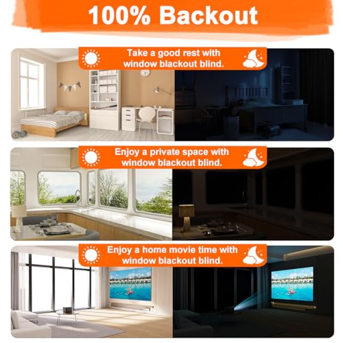 Blackout Blind 147x400cm, No Drill Window Cover for Bedroom Portable Blackout Blinds Stick On Window Curtains with Tools, 420D Oxford DIY Darkening Black Out Privacy Shade for Home Office Car Travel