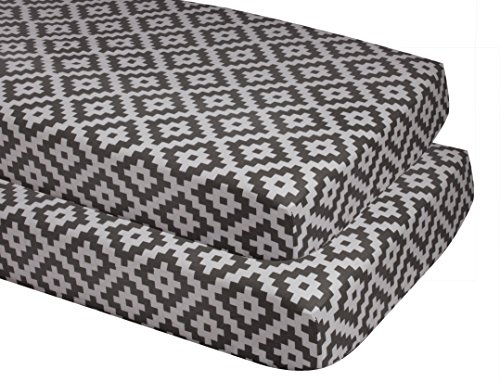 Bacati Love Diamond 2 Piece Crib/Toddler Fitted Sheet, Grey/White